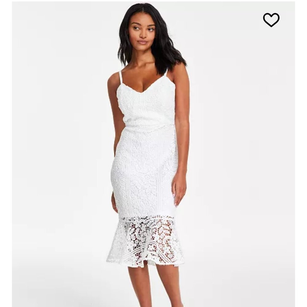 Floral-Lace V-Neck Sleeveless Midi Dress